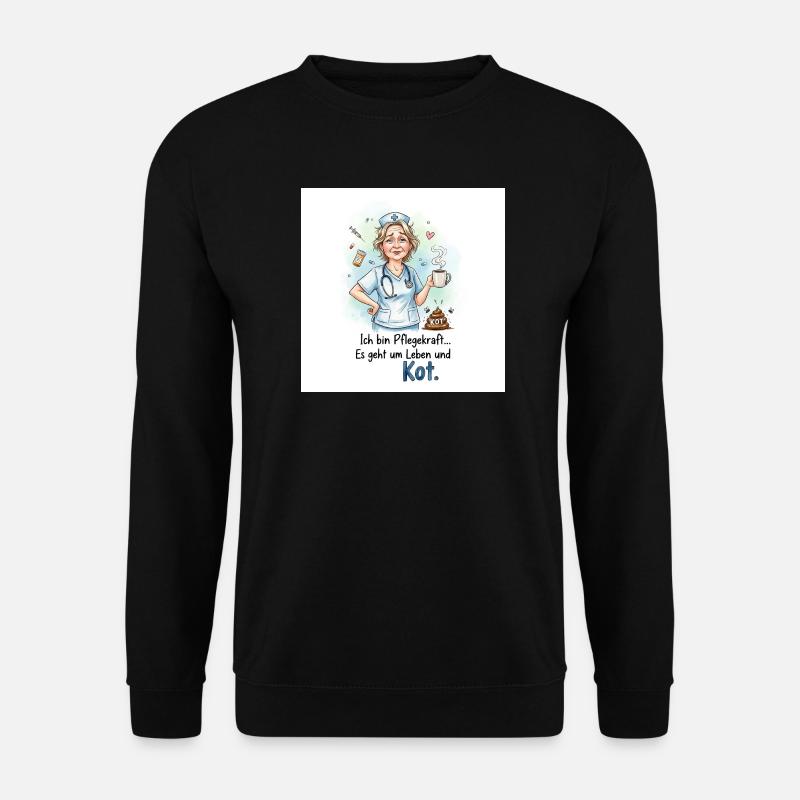 Pflegekraft Humorisches Design mit Kaffee - Unisex Pullover - Schwarz