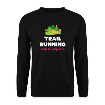 Trailrunning – Laufen, um die Welt zu erkunden - Unisex Pullover - Schwarz - Vorne - Alina (178cm) & Michal (187cm)