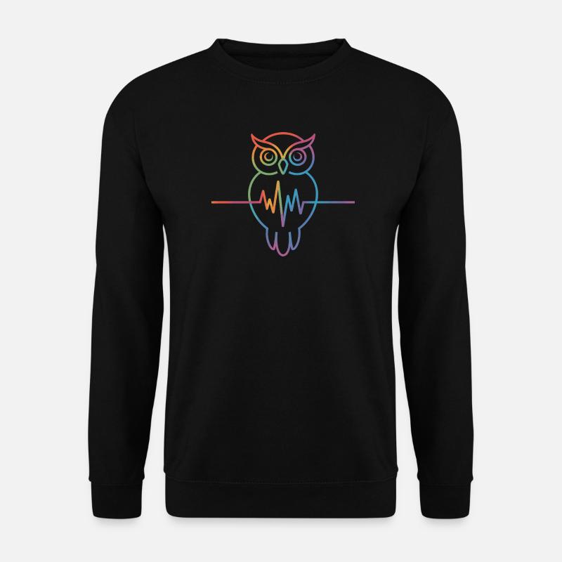 Rainbow Owl Heartbeat Design - Unisex Sweatshirt - black
