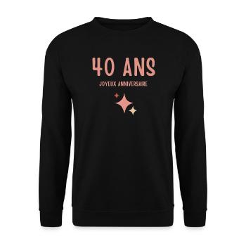 40th Birthday Design Pink Stars - Unisex Sweatshirt - black - Front - Alina (178cm) & Michal (187cm)