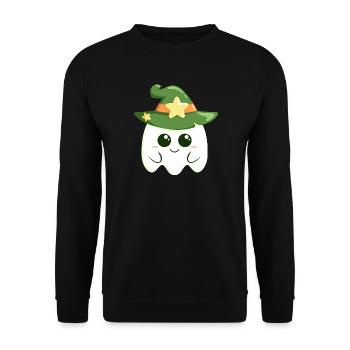 Cute ghost for Halloween dressed as a witch - Unisex Sweatshirt - black - Front - Alina (178cm) & Michal (187cm)