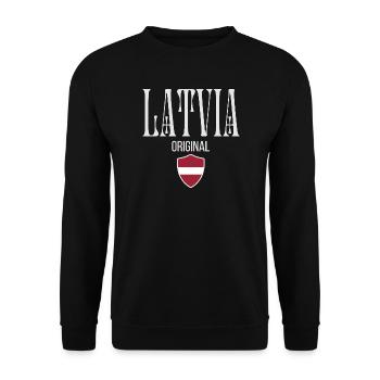 Lettischer Gebürtiger, geboren in Lettland - Unisex Pullover - Schwarz - Vorne - Alina (178cm) & Michal (187cm)