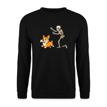 Skelett jagt Corgi-Hundehumor - Unisex Pullover - Schwarz - Vorne - Alina (178cm) & Michal (187cm)