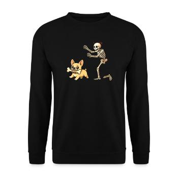 Squelette Chien Bouledogue Français - Sweat-shirt Unisexe - noir - Devant - Alina (178cm) & Michal (187cm)