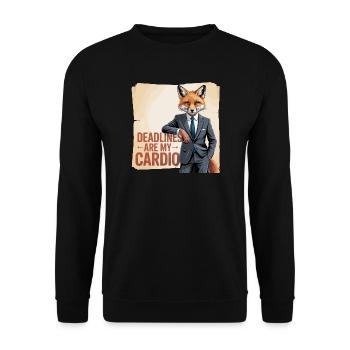 Deadlines sind mein Cardio-Büro-Fuchs - Unisex Pullover - Schwarz - Vorne - Alina (178cm) & Michal (187cm)
