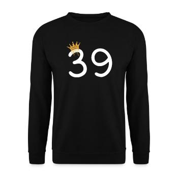 Royal number 39 with gold crown - Unisex Sweatshirt - black - Front - Alina (178cm) & Michal (187cm)