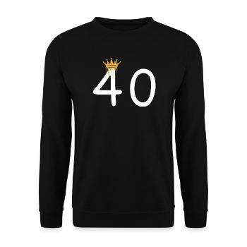 Conception d'anniversaire avec couronne et numéro 40 - Sweat-shirt Unisexe - noir - Devant - Alina (178cm) & Michal (187cm)