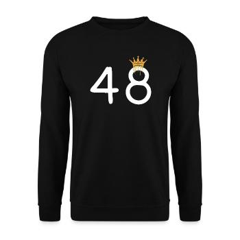 Königliche Zahl 48 mit Krone Design - Unisex Pullover - Schwarz - Vorne - Alina (178cm) & Michal (187cm)