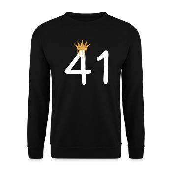 Königliche Graffiti-Nummer 41 - Unisex Pullover - Schwarz - Vorne - Alina (178cm) & Michal (187cm)
