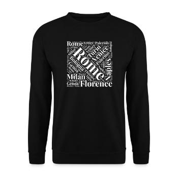 Conception typographique dynamique d'un paysage urbain italien - Sweat-shirt Unisexe - noir - Devant - Alina (178cm) & Michal (187cm)