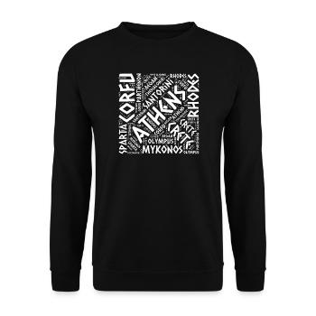 Greece city typography layout map  - Unisex Sweatshirt - black - Front - Alina (178cm) & Michal (187cm)