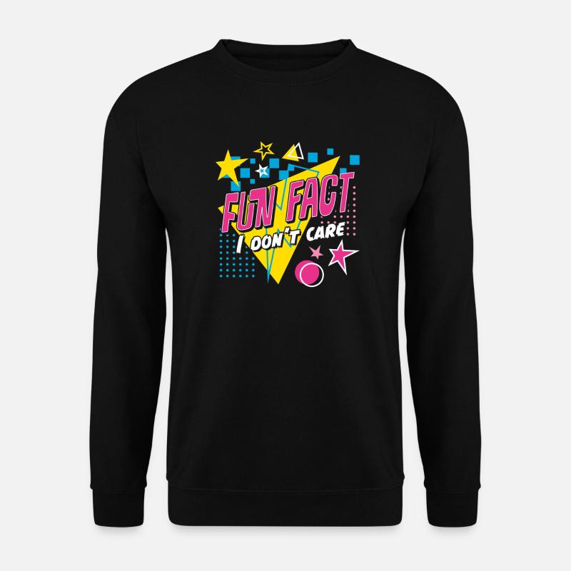 Fun Fact I Don't Care 80er Retro Ironisch - Unisex Pullover - Schwarz
