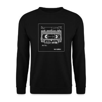 Retro-VHS-Kassetten-Illustration - Unisex Pullover - Schwarz - Vorne - Alina (178cm) & Michal (187cm)