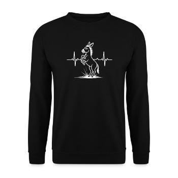 Âne avec une ligne de battement de cœur - Sweat-shirt Unisexe - noir - Devant - Alina (178cm) & Michal (187cm)