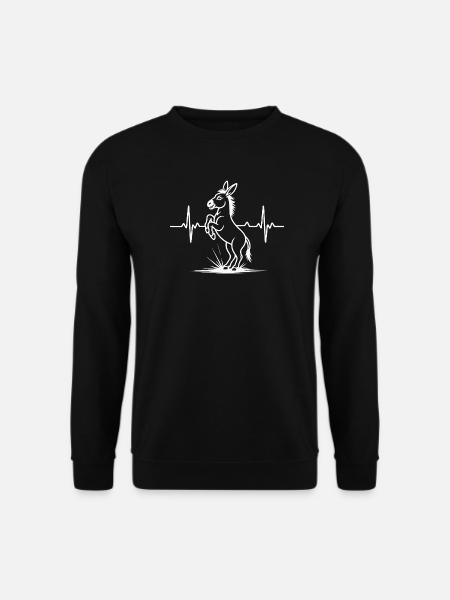 Donkey with heartbeat line - Unisex Sweatshirt - black