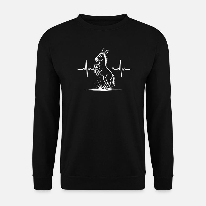 Esel mit Herzschlaglinie - Unisex Pullover - Schwarz