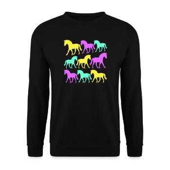 6 Pferde Silhouette Team Reiter reiten Freunde süß - Unisex Pullover - Schwarz - Vorne - Alina (178cm) & Michal (187cm)