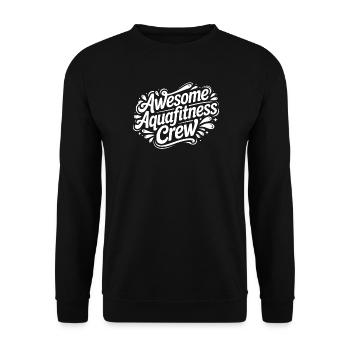Aquafitness Crew Schriftzug - Unisex Pullover - Schwarz - Vorne - Alina (178cm) & Michal (187cm)