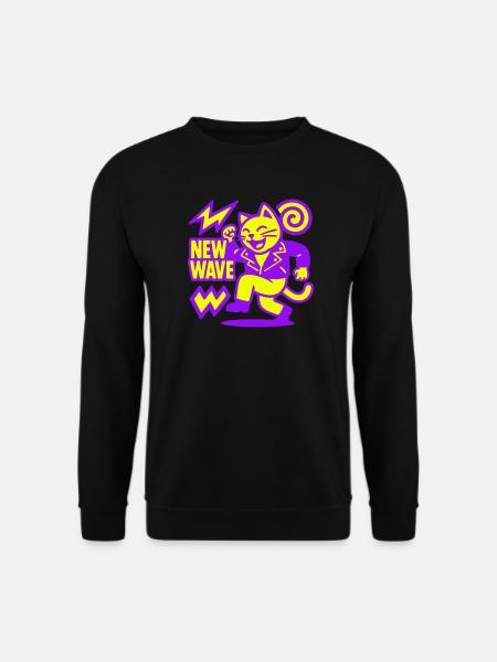New Wave Cat - Unisex Pullover - Schwarz