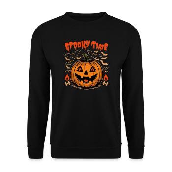 Spooky Time - Citrouille orange mignonne et chauves-souris - Sweat-shirt Unisexe - noir - Devant - Alina (178cm) & Michal (187cm)