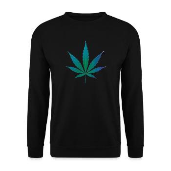 Hanfblatt als Sternbild - Cannabis - Weed - Hanf - Unisex Pullover - Schwarz - Vorne - Alina (178cm) & Michal (187cm)