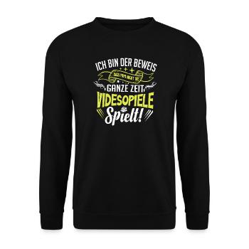 Witziges Design Papa Videospiele Gamer Spruch - Unisex Pullover - Schwarz - Vorne - Alina (178cm) & Michal (187cm)