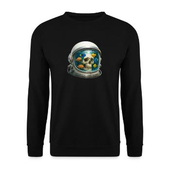 Astronaut Helmet Fish Tank Art with Fishes - Unisex Sweatshirt - black - Front - Alina (178cm) & Michal (187cm)
