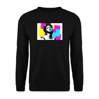 Künstlerisches Porträt im Pop-Art-Stil - Unisex Pullover - Schwarz - Vorne - Alina (178cm) & Michal (187cm)