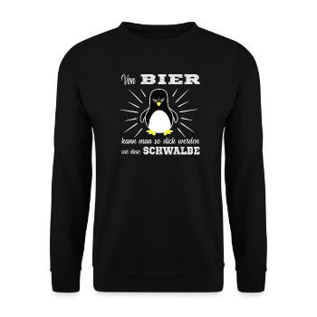 Bier Pinguin - Unisex Pullover - Schwarz - Vorne - Alina (178cm) & Michal (187cm)