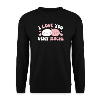 Je t’aime beaucoup mochi kawaii gâteau de riz mochi - Sweat-shirt Unisexe - noir - Devant - Alina (178cm) & Michal (187cm)