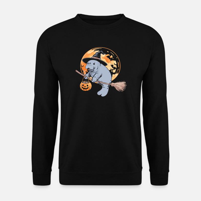 Whimsical Hippo Witch Halloween Design - Unisex Sweatshirt - black