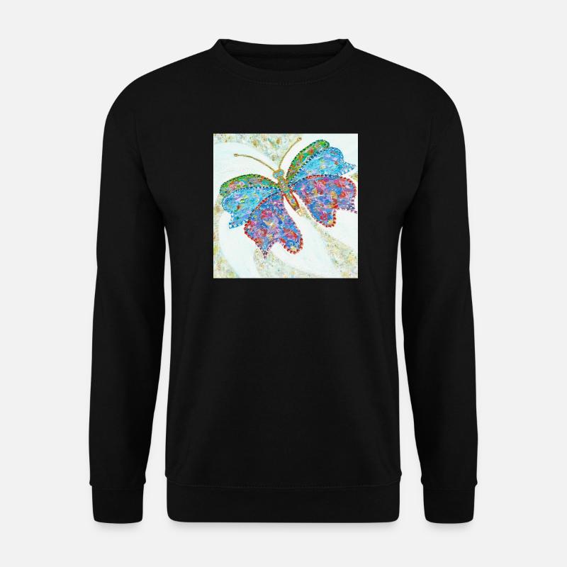 Schmetterling Artisanal Farbiges Mosaik - Unisex Pullover - Schwarz