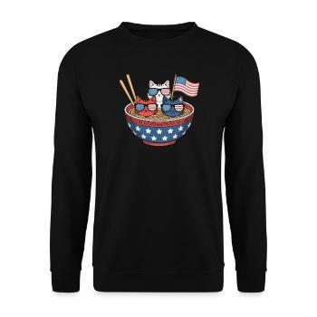 Ramen Cat Noodles Mignon Jour de l’Indépendance 4 - Sweat-shirt Unisexe - noir - Devant - Alina (178cm) & Michal (187cm)