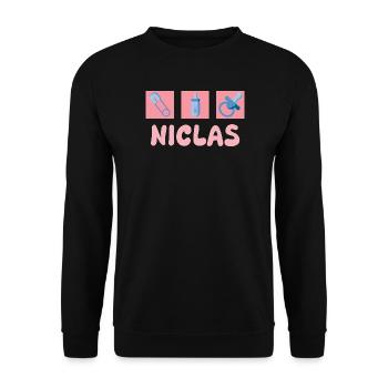 Niclas - Unisex Pullover - Schwarz - Vorne - Alina (178cm) & Michal (187cm)