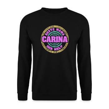 Geschenk für Carina - Unisex Pullover - Schwarz - Vorne - Alina (178cm) & Michal (187cm)