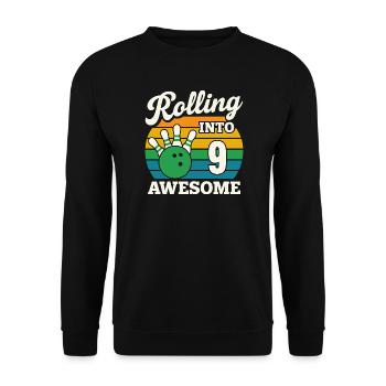 Rolling Into 9 Awesome Bowling Design - Unisex Sweatshirt - black - Front - Alina (178cm) & Michal (187cm)
