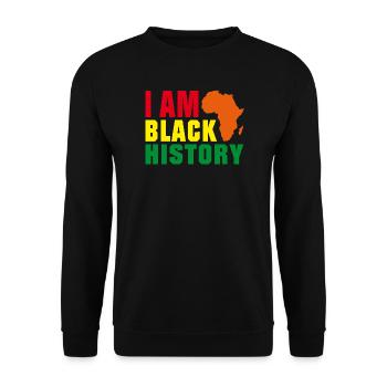 I am Black History - Unisex Pullover - Schwarz - Vorne - Alina (178cm) & Michal (187cm)
