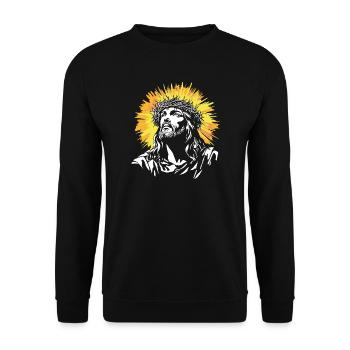 Holy Jesus Christ motif - Unisex Sweatshirt - black - Front - Alina (178cm) & Michal (187cm)
