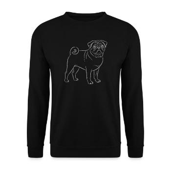 Silhouette de carlin, Amoureuse minimaliste du carlin - Sweat-shirt Unisexe - noir - Devant - Alina (178cm) & Michal (187cm)