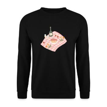 Feier Picknick Party Design - Unisex Pullover - Schwarz - Vorne - Alina (178cm) & Michal (187cm)