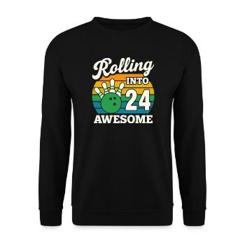 Retro Bowling 24th Birthday Design - Unisex Sweatshirt - black - Front - Alina (178cm) & Michal (187cm)