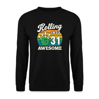 Retro Bowling 31e anniversaire Design - Sweat-shirt Unisexe - noir - Devant - Alina (178cm) & Michal (187cm)