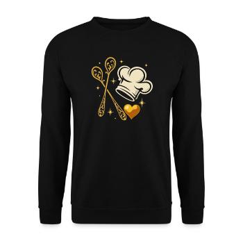 Golden chef's hat with wooden spoons - Unisex Sweatshirt - black - Front - Alina (178cm) & Michal (187cm)