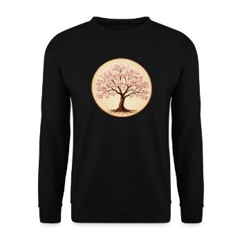 Delicate cherry blossom tree - Unisex Sweatshirt - black - Front - Alina (178cm) & Michal (187cm)