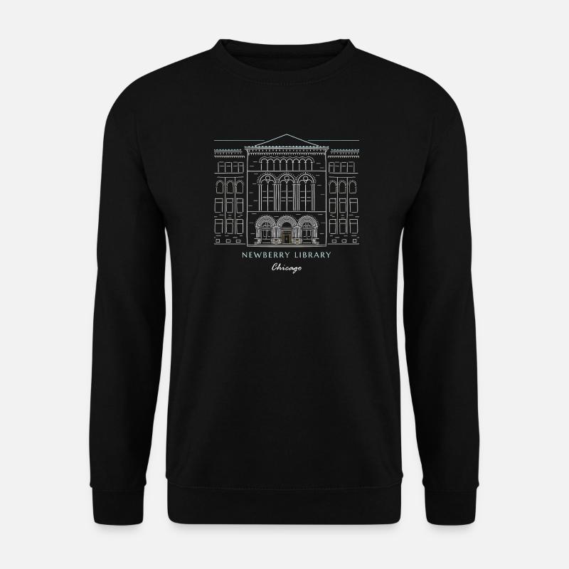 Historisches Chicago Bibliotheksdesign - Unisex Pullover - Schwarz