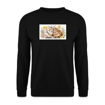 Pastel cats in spring bloom - Unisex Sweatshirt - black - Front - Alina (178cm) & Michal (187cm)