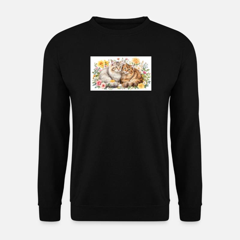 Pastel cats in spring bloom - Unisex Sweatshirt - black