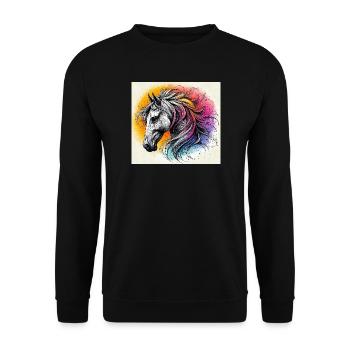 cheval - Sweat-shirt Unisexe - noir - Devant - Alina (178cm) & Michal (187cm)