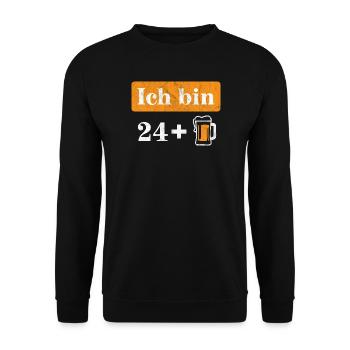 Ich bin 24 plus Bier 25. Geburtstag - Unisex Pullover - Schwarz - Vorne - Alina (178cm) & Michal (187cm)