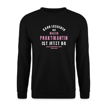Painter Intern Thank you Internship Painting Painter - Unisex Sweatshirt - black - Front - Alina (178cm) & Michal (187cm)